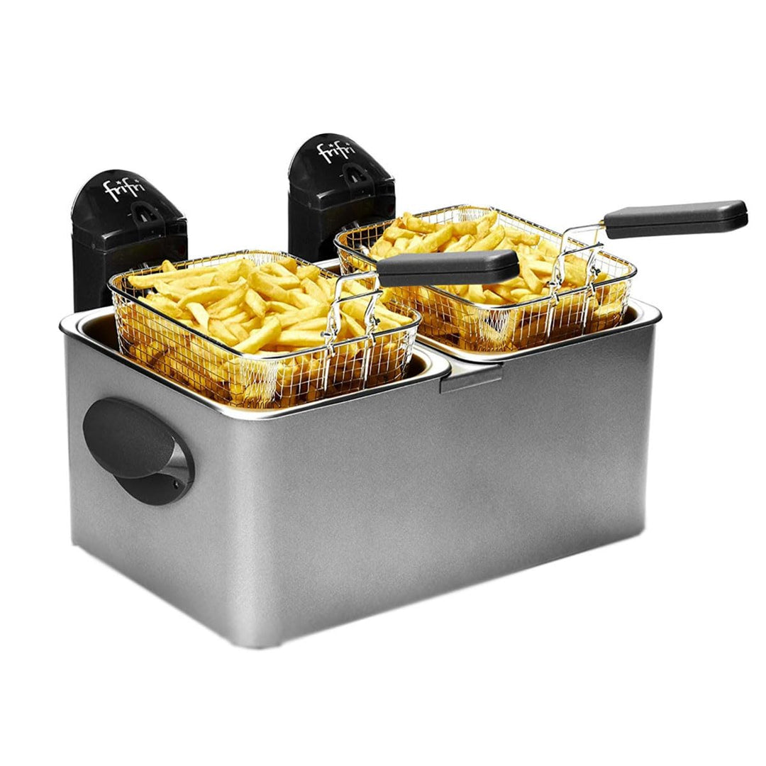 Frifri 1968 - Fritteusen (2 kg, 7l, Doppel, 6400W, 490 x 350 x 270 mm), Grau