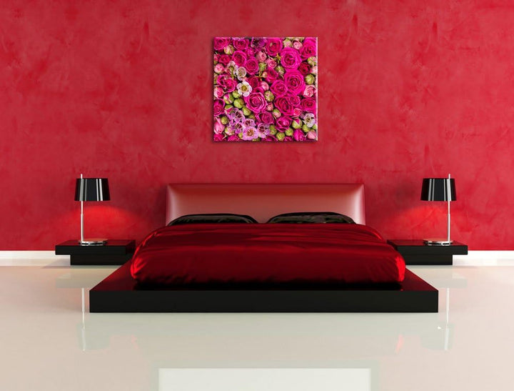 Pixxprint Blumen, Format: 70x70 auf Leinwand, XXL riesige Bilder fertig gerahmt mit Keilrahmen, Kuns