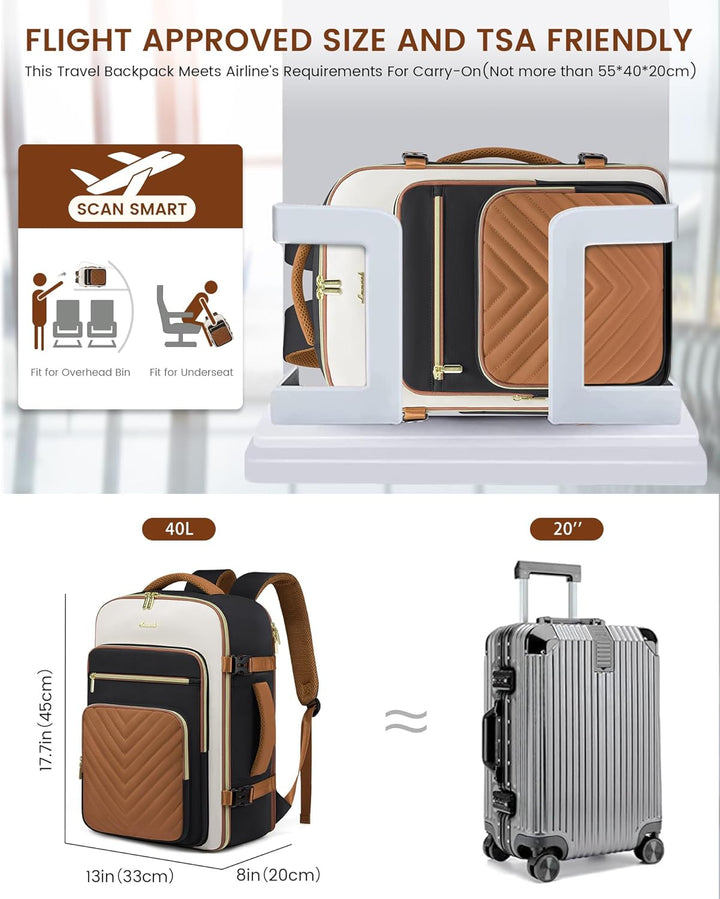 LOVEVOOK Rucksack Handgepäck Flugzeug, 40L Reiserucksack Damen Gross, Wasserdicht Laptop Rucksack Da