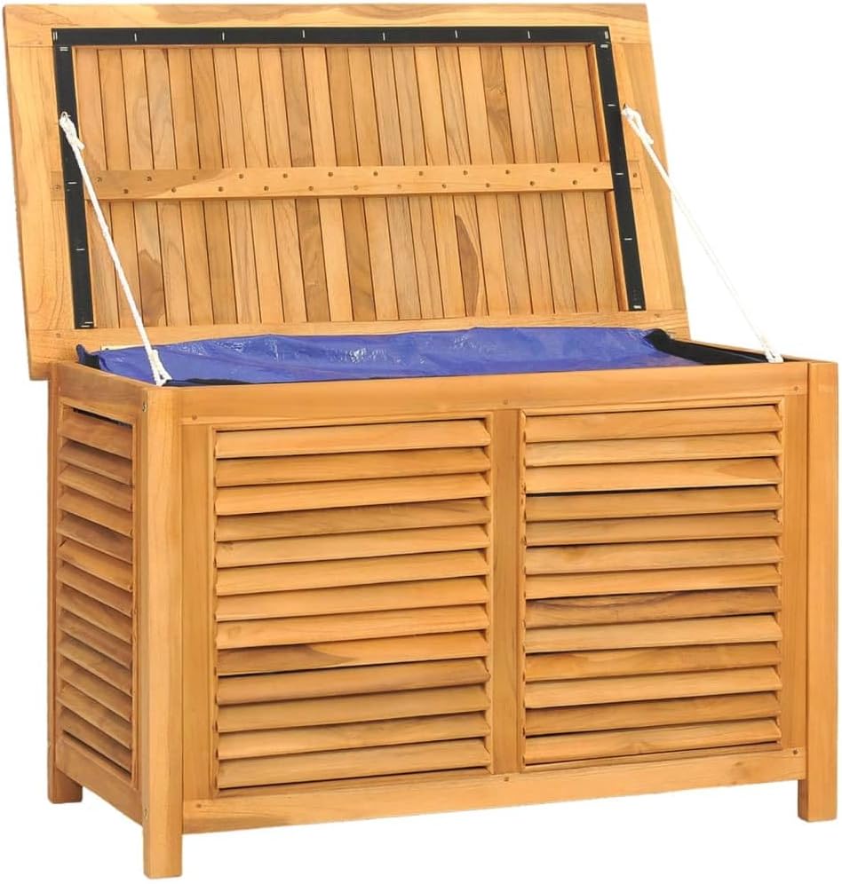 vidaXL Gartenbox, Auflagenbox mit PE-Beutel Stauraum, Kissenbox Latten-Design, Aufbewahrungsbox Gart