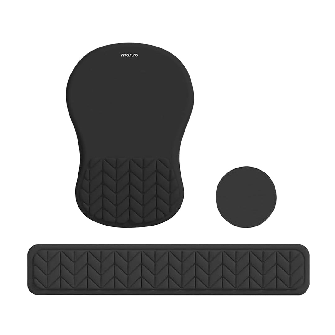 MOSISO Handgelenkstütze für Mauspad&amp;Tastatur Set, Gebogene Ergonomisches Mousepad&amp;Coaster Rutschfest