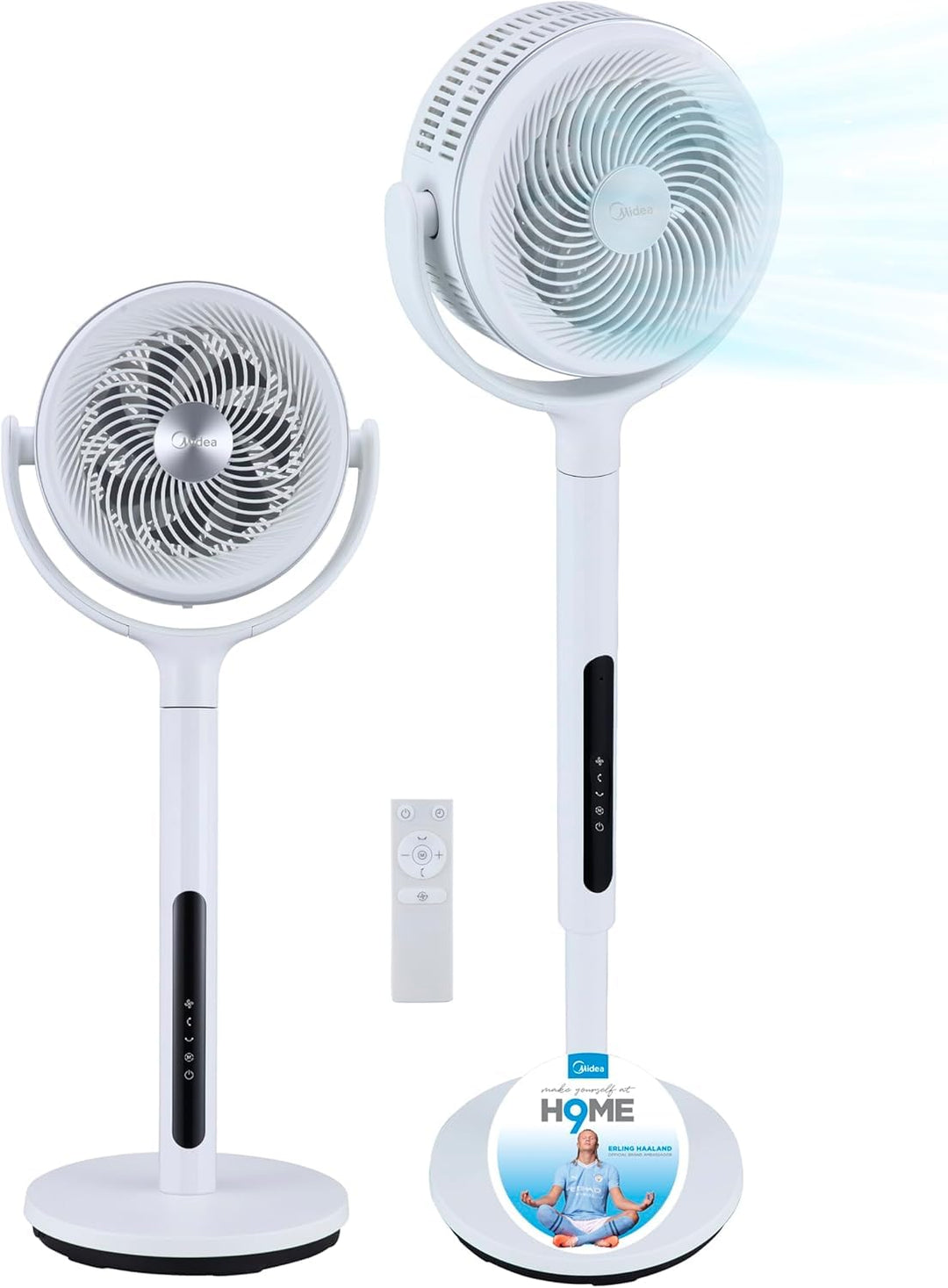 Midea Standventilator mit 12 Geschwindigkeiten, mit Fernbedienung, leiser Ventilator mit Oszillation
