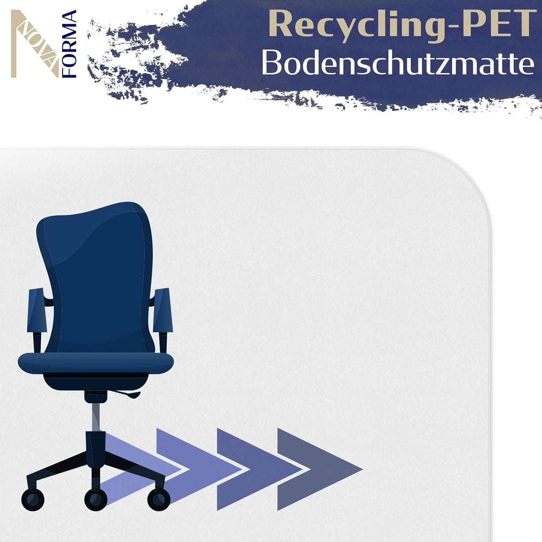Bodenschutzmatte aus PET - transparente Schutzmatte für Hartböden - 100% recyclebar - nachhaltige Bü