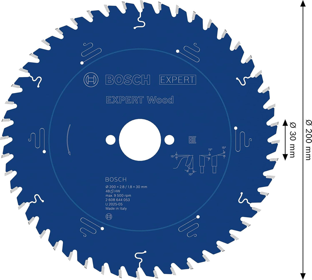 Bosch Professional 1x Kreissägeblatt Expert for Wood (Holz, Sägeblatt Ø 200 x 30 x 2,8 mm, 48 Zähne,