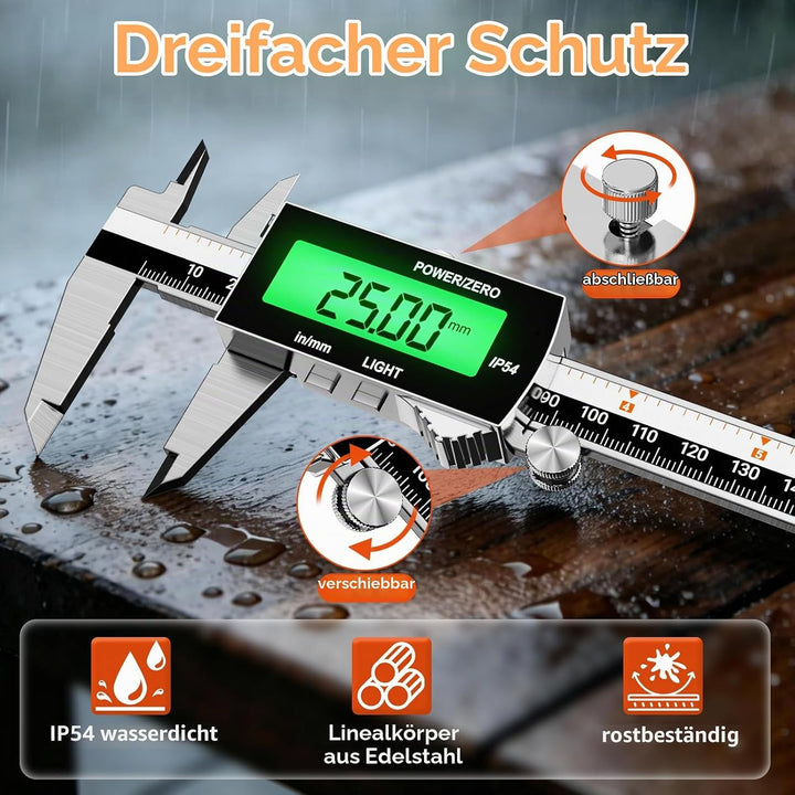 Digitaler Messschieber (wiederaufladbar), Preciva 150 mm Schieblehre Digital Edelstahl, elektronisch