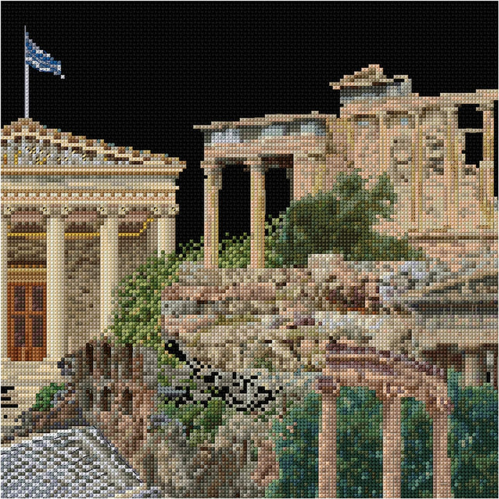 Thea Gouverneur - Kreuzstich-Set - Athen Griechenland - Aida Schwarz - 18 Count - Für Erwachsene - 5
