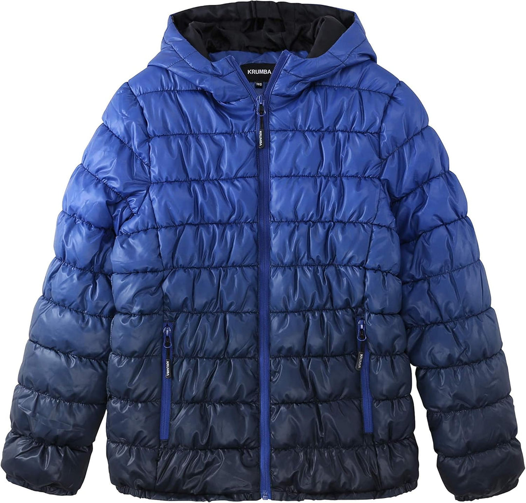 Krumba Jungen Wasserdicht Kapuze Puffer Jacken, 128 Dunkelblau