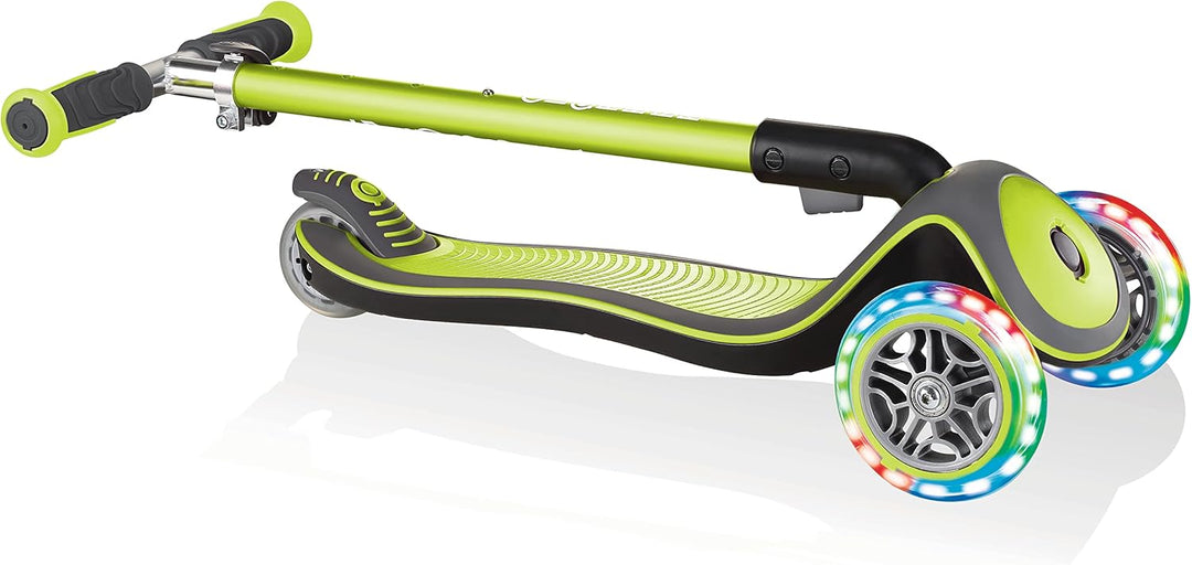 GLOBBER Elite Deluxe Lights – Tretroller Kinder, 120/80 mm, ABEC 5, 3-rädrig, höhenverstellbar, LED-