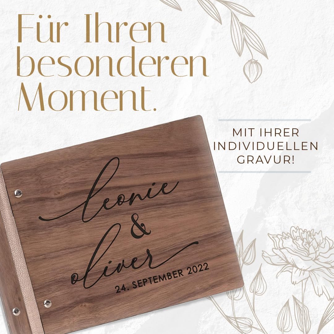 Hochzeitideal – Personalisierbares Gästebuch Hochzeit Patti E10 mit 40 Seiten I Hochzeit Gästebuch a