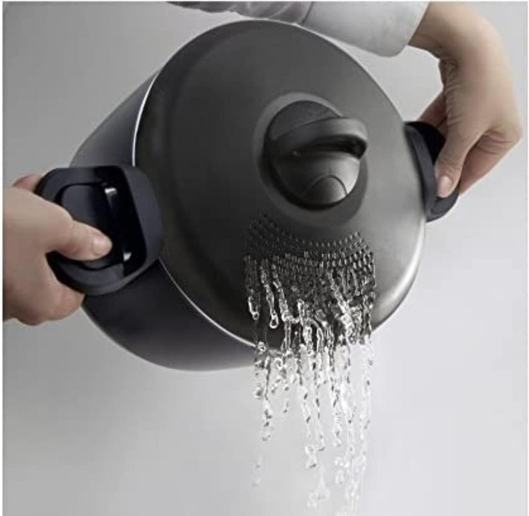 Accademia Mugnano Fuoco & Idee Kochtopf mit Sieb, Aluminium, schwarz, 6 Einheiten
