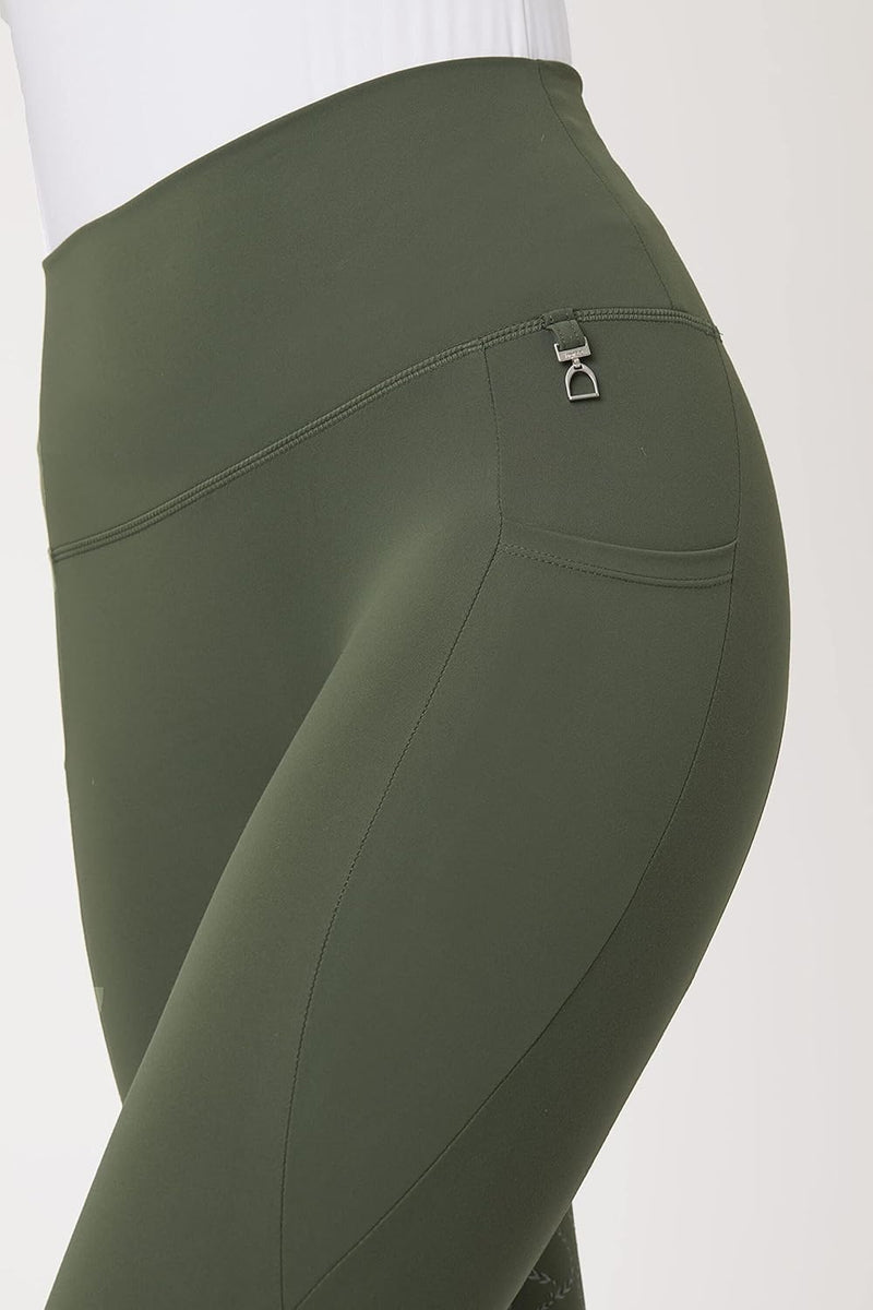 HORZE Damen Reitleggings Gillian, Reithose mit Handytasche und Silikonvollbesatz 44 Khakifarben, 44
