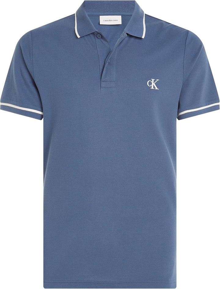 Calvin Klein Herren Golf Polo Shirt Leicht Atmungsaktiv Stretch Nachhaltig M Blue (Vintage Indigo),