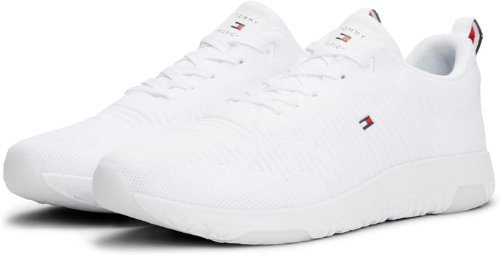 Tommy Hilfiger Herren Runner Sneaker Corporate Knit Rib Runner Sportschuhe 42 EU Weiss, 42 EU Weiss