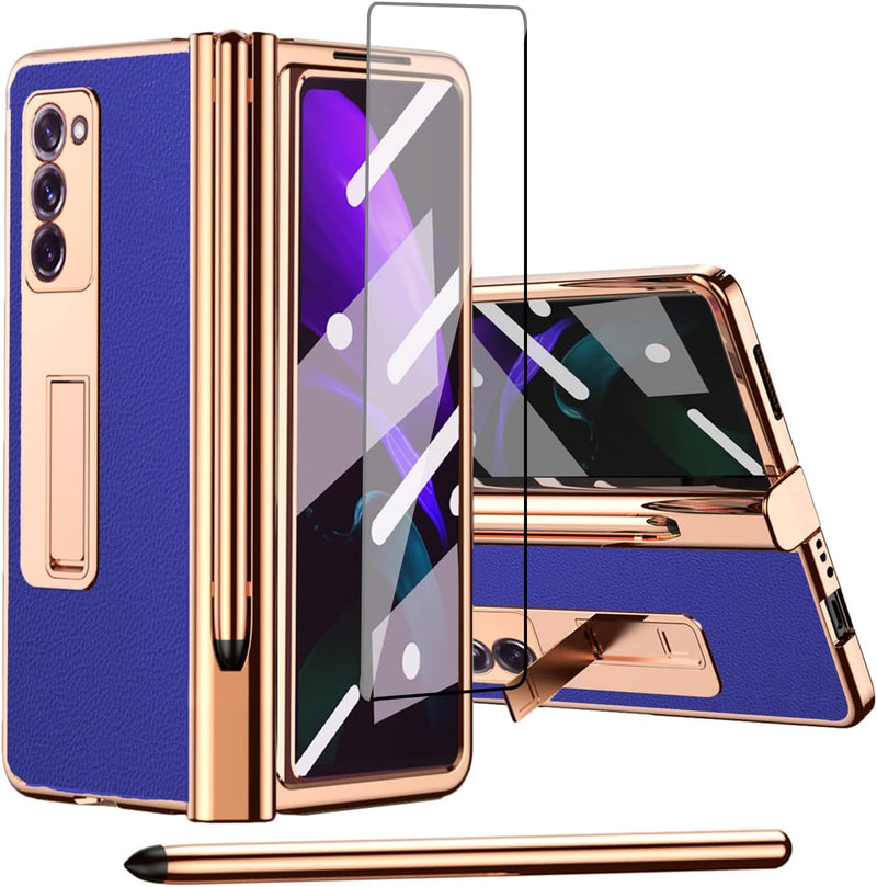 Miimall für Samsung Galaxy Z Fold 3 Hülle mit S Pen, 5 in 1 Design Voller Schutz Case mit Glas Displ