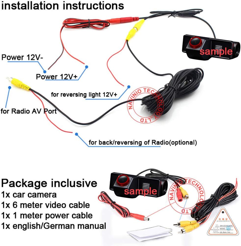 【Cool Rot】1000TV-Linien Hochwertiges 18mm-Objektiv Auto Kofferraumgriff Rückfahrkamera, für BMW 1/2/