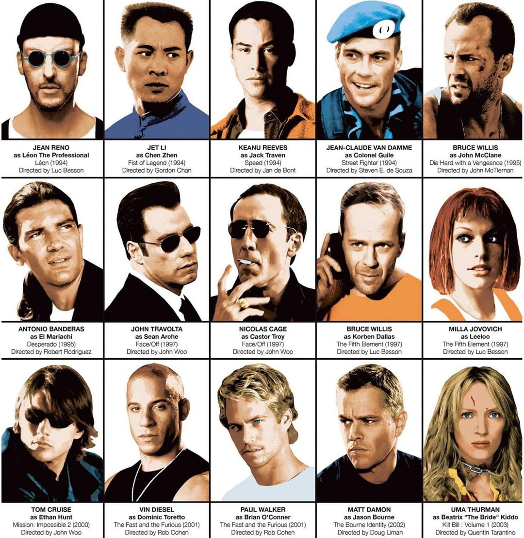 Wall Editions Art-Poster - Legendary Action Movie Heroes - Olivier Bourdereau