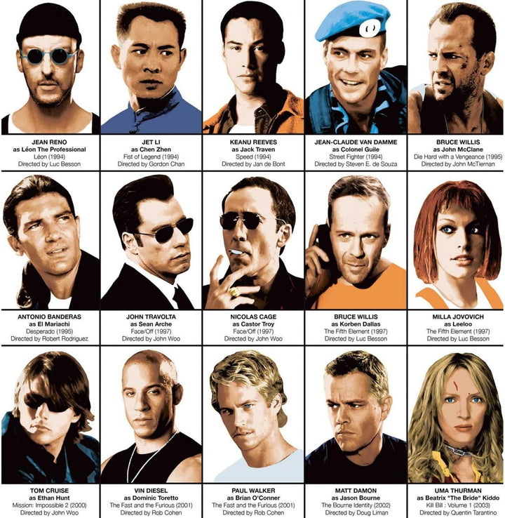 Wall Editions Art-Poster - Legendary Action Movie Heroes - Olivier Bourdereau