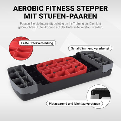 MSPORTS Steppbrett Home inkl. Übungsposter + Workout App GRATIS | 2 - Fach höhenverstellbarer Steppe