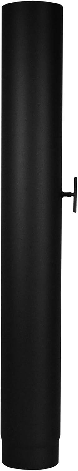 LANZZAS Ofenrohr 1000 mm mit Drosselklappe, im Durchmesser, DN, Ø 150 mm, Farbe: schwarz-metallic -