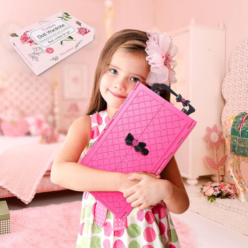 Toclsixz Puppen kleiderschrank für 30cm Puppe Zubehör und Kleidung inklusive Kleiderschrank, Schuhre