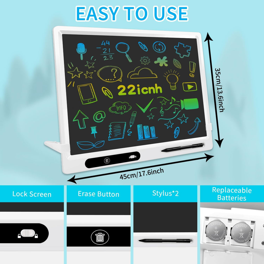 LCD-Schreibtablett, 22 Zoll Dual Colorful Screen Writing Doodle Board Elektronischer digitaler Schre