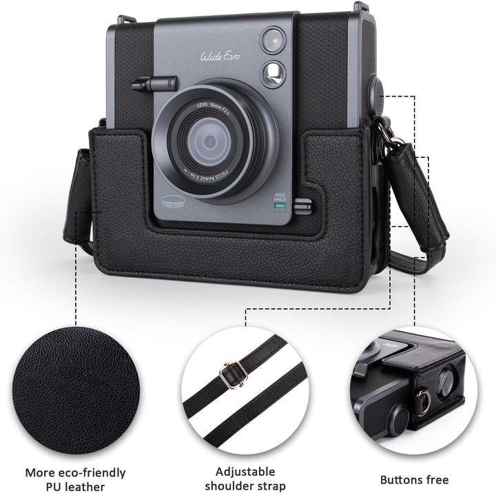 Rieibi Kameratasche für Instax Wide Evo Kamera, abnehmbare Tasche mit verstellbarer Schulter und Obj