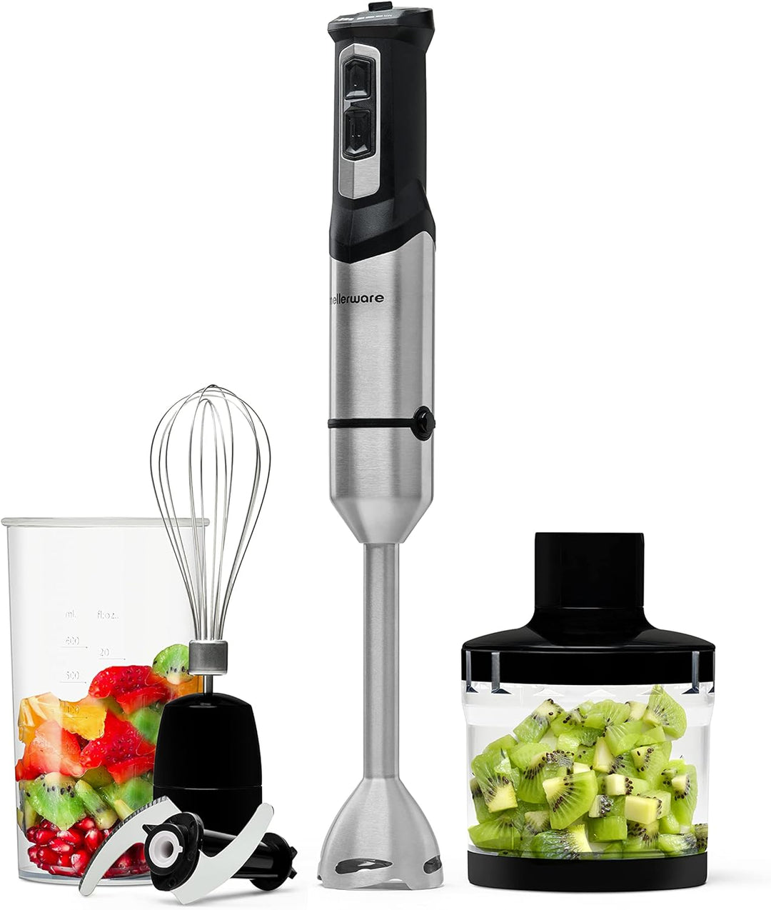 Mellerware - Handmixer Spiro! | 1000W Elektrohacker | Edelstahl | Einstellbare Geschwindigkeit | LED