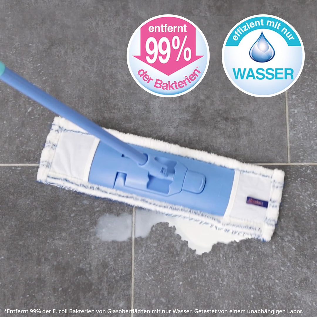 Spontex Bodenwischer mit extra flachem Mopp | Vielseitiger Wischmopp mit Mikrofaserbezug für nasses