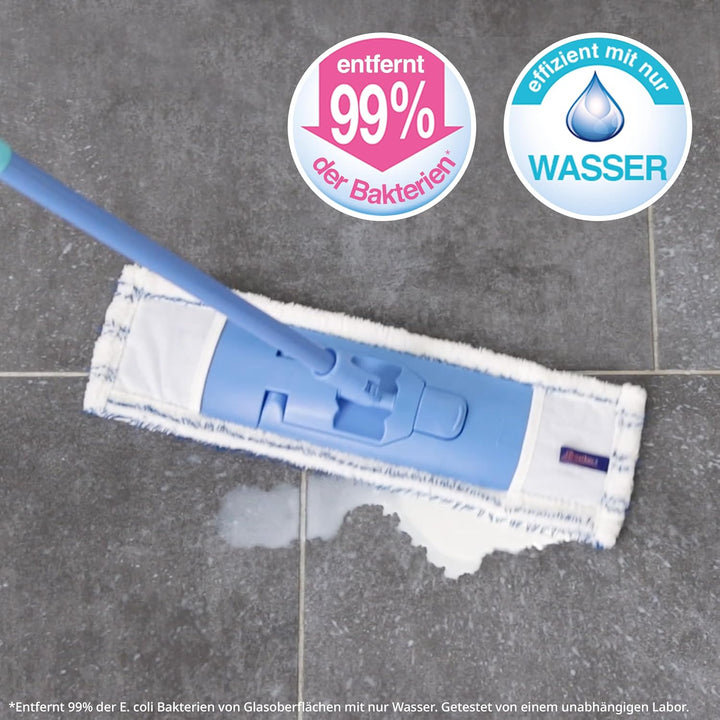 Spontex Bodenwischer mit extra flachem Mopp | Vielseitiger Wischmopp mit Mikrofaserbezug für nasses