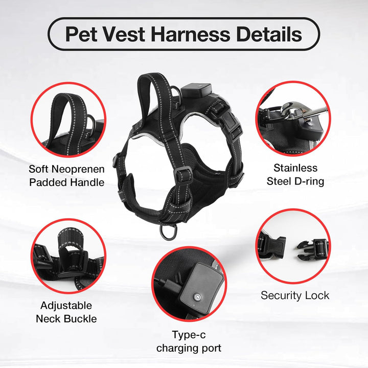 MASBRILL Hundegeschirr Leuchtend Aufladbar, LED Hundegeschirr Verstellbar Reflektierend mit Griff, W