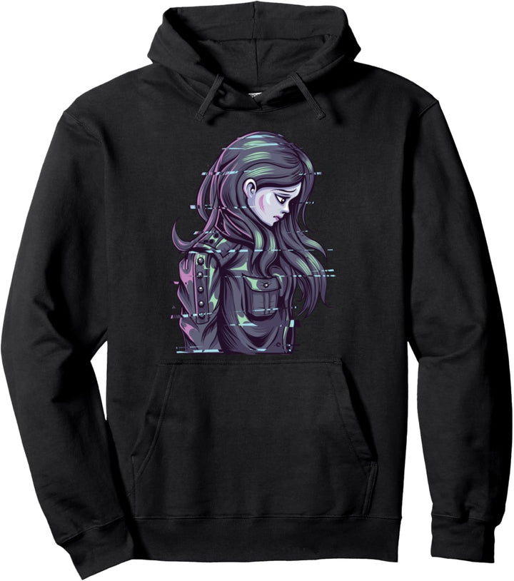 Ästhetische Vaporwave E-Girl Liebe Anime Glitch Girl Nu Goth Pullover Hoodie