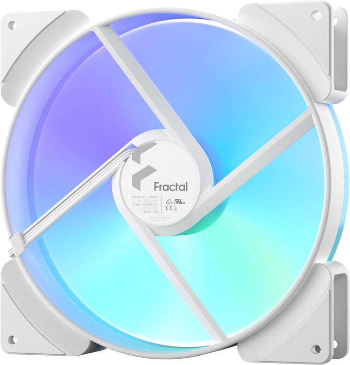 Fractal Design Prisma AL-18 White - 180 mm Addressable LED LLS Bearing Computer Case Fan Weiss PWM,