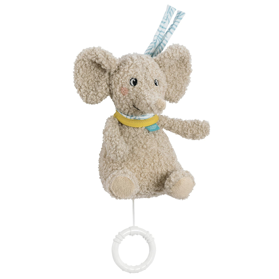 Fehn Mini-Spieluhr Elefant Erik – Kuscheltier & Einschlafhilfe für Babys | Aufzieh-Spieluhr mit sanf