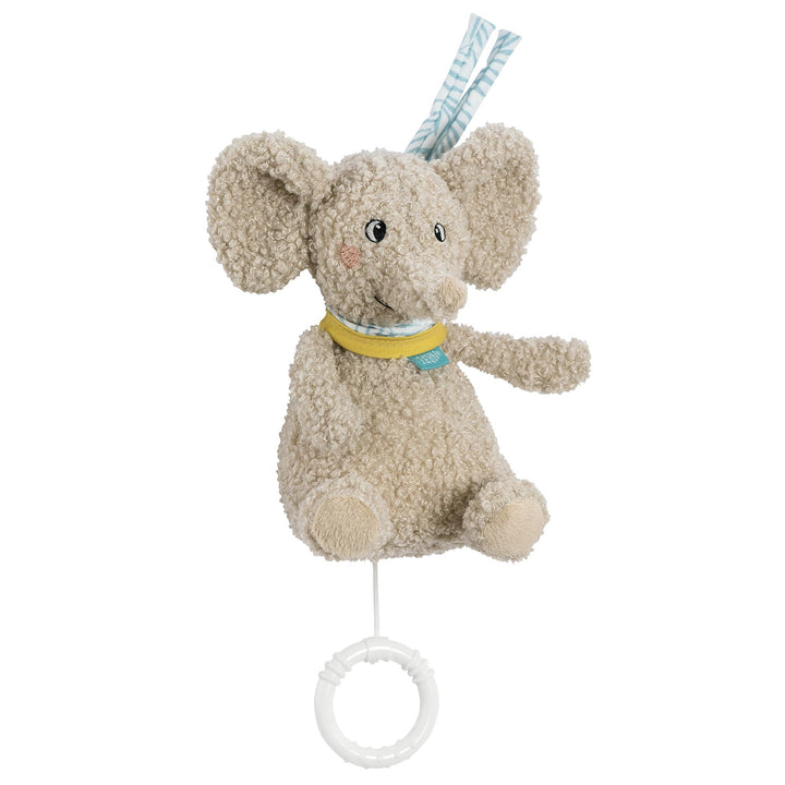 Fehn Mini-Spieluhr Elefant Erik – Kuscheltier & Einschlafhilfe für Babys | Aufzieh-Spieluhr mit sanf