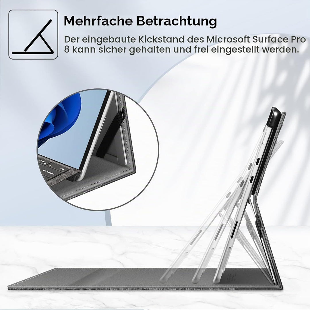 Fintie Hülle für Microsoft Surface Pro 8 13 Zoll (2021) - Multi-Sichtwinkel Hochwertigem Kunstleder