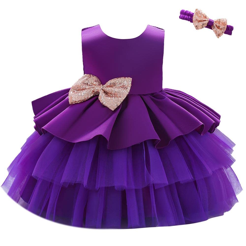 Lito Angels Elegantes Kleid Hochzeit Blumenmädchen Ballkleid Tüllkleid Taufkleid mit Stirnband für B