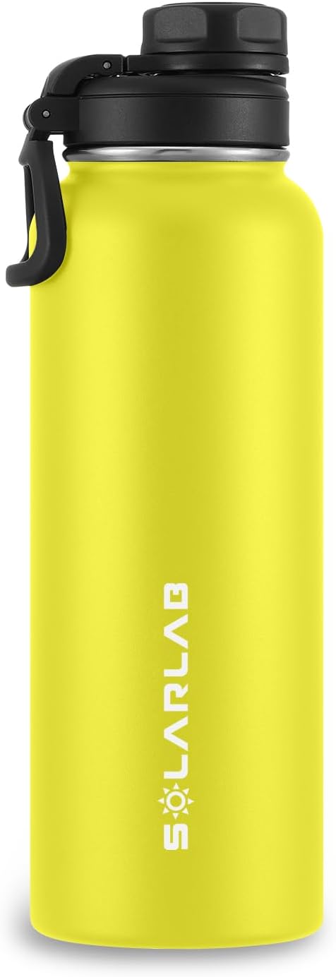 SOLARLAB Trinkflasche edelstahl - Thermoflasche Isolierflasche Thermoskanne 1l für heisse und kalte