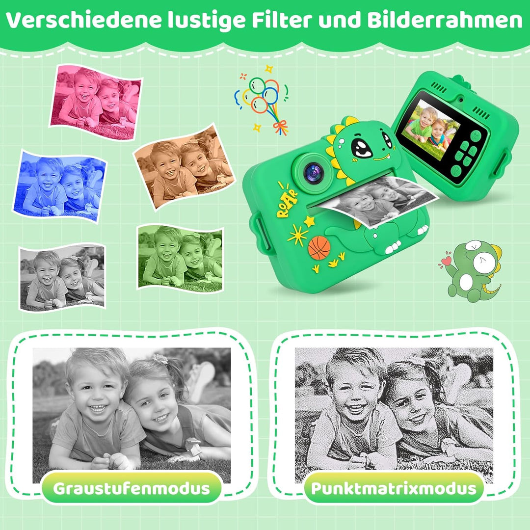 Kinderkamera Sofortbildkamera,Digitalkamera für Kinder mit Druckpapier 32G TF Karte, 2,4 Zoll Bildsc