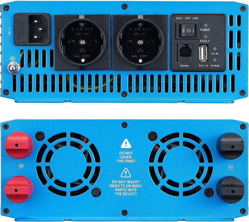 ECTIVE Reiner Sinsus Wechselrichter TSI 15-1500W, USB, 24V auf 230V, Überlastschutz, Überhitzungssch