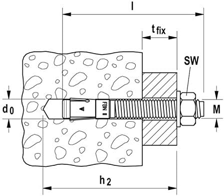 Fischer Anker-Bolzen FBN II | 12/100 | 20 Stück | 45266 12/100/196 mm, 12/100/196 mm