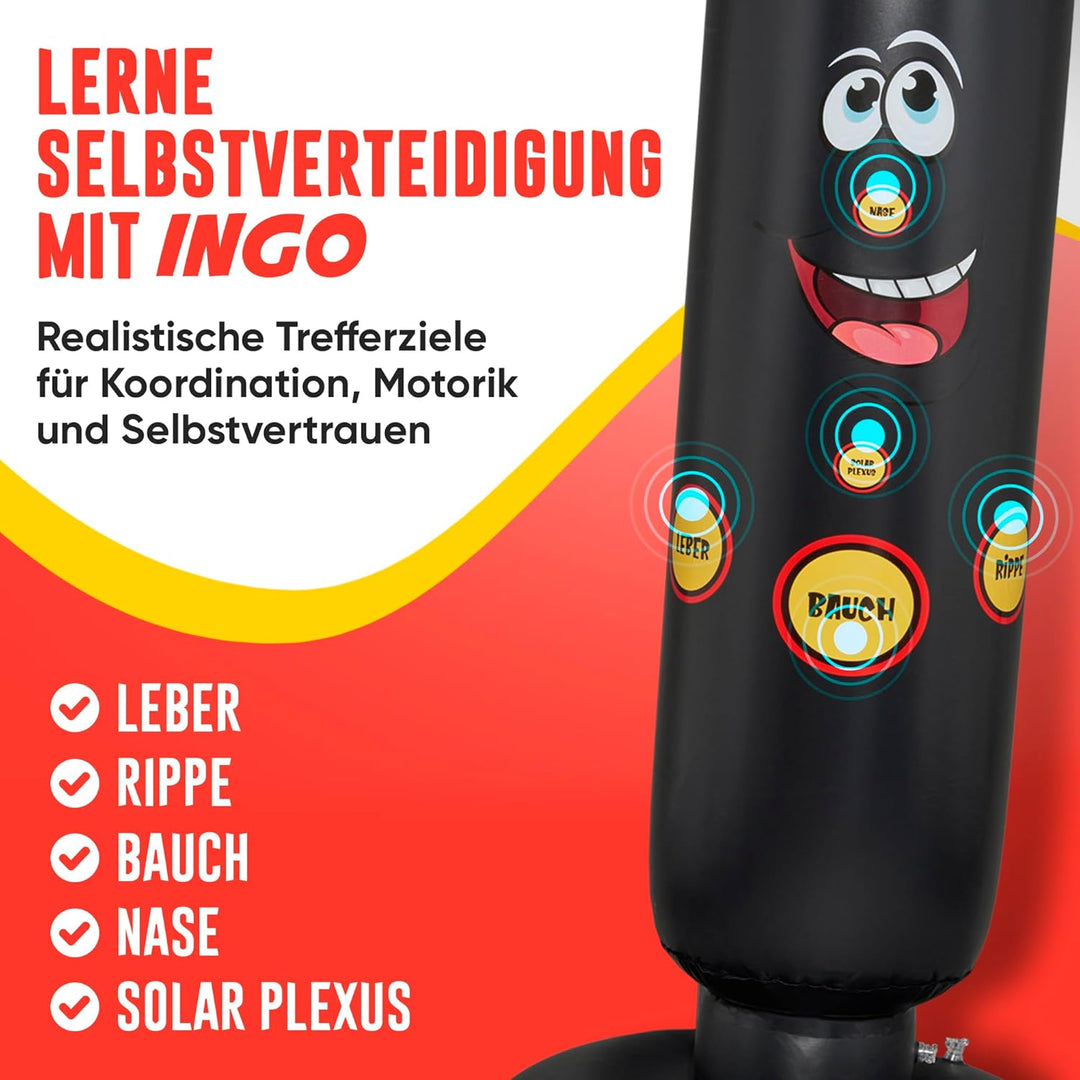 INGO® Boxsack für Kinder (pädagogisch konzipiert für Innere Kraft), inkl. Handschuhe & Pumpe | Kinde