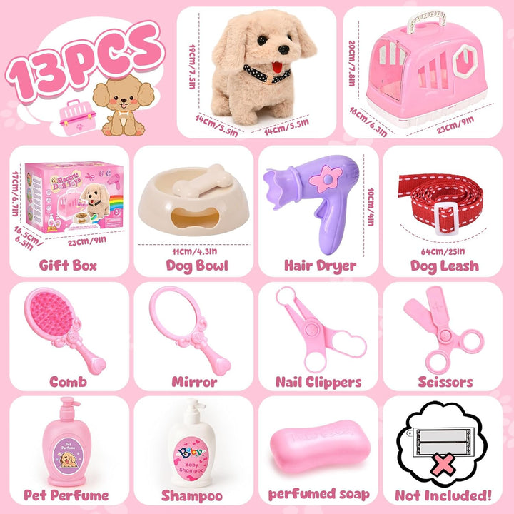 G.C Hund Spielzeug Kinder Interaktives Plüsch Hund mit Leine der Läuft und Bellt Schwanzwedeln Kusch