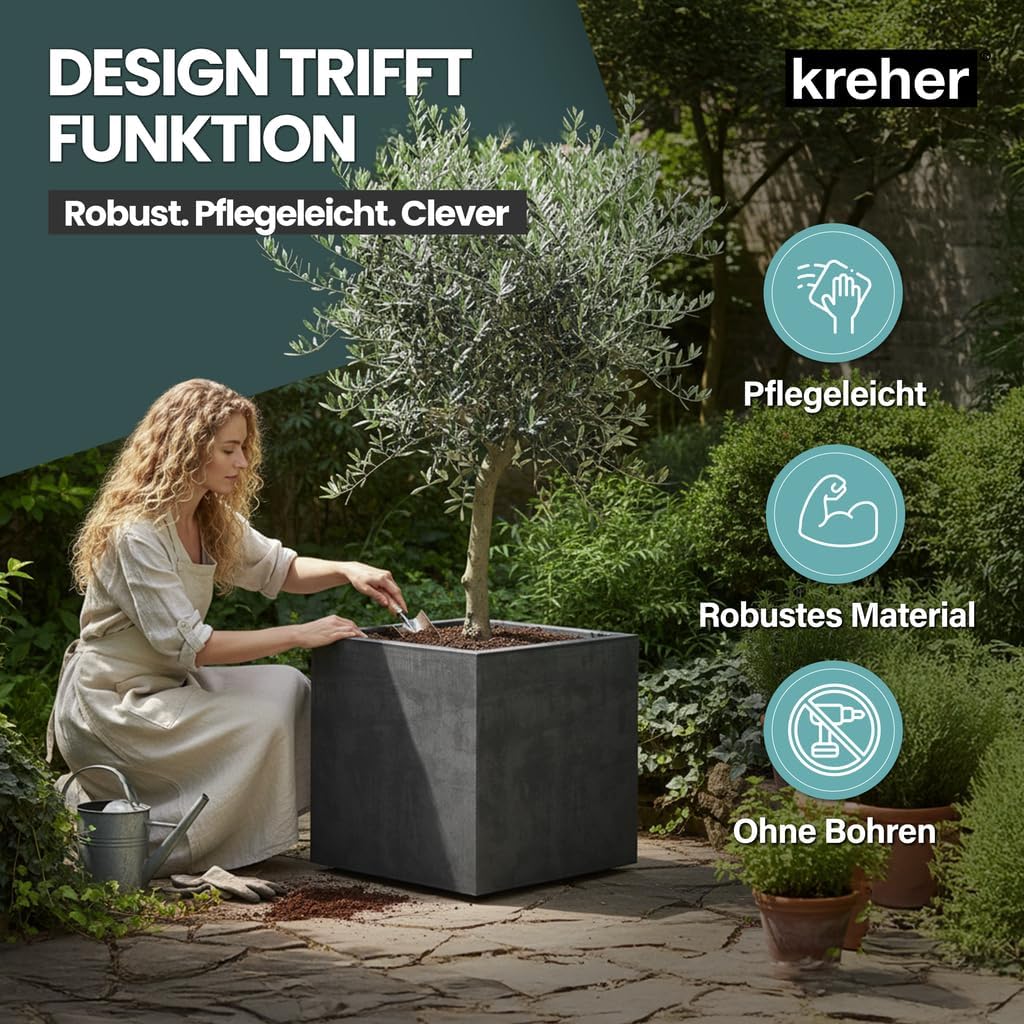 Kreher XL Pflanzkasten Millennium in verschiedenen Formaten und Farben. Tolle Naturstein Optik in Br