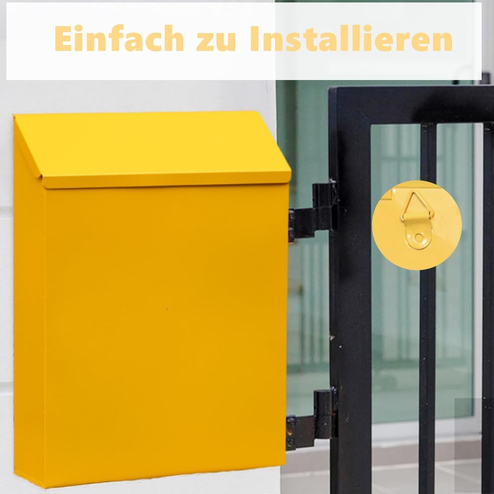 WRQIOO Briefkasten Klein, Postkasten mit Schloss und 2 Schlüsseln, Dekorativer Briefkasten Bunt, Wan