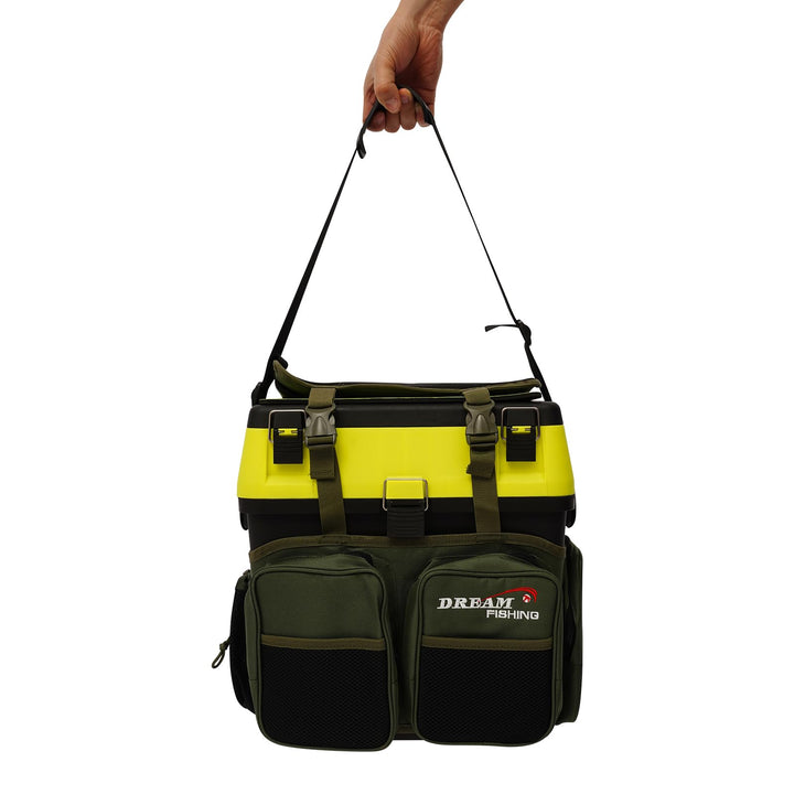 37.5x33.5x20.5cm Angelrucksack Angeltasche Angelbox Angelkoffer (Schwarz) | Wasserabweisend Aufbewah