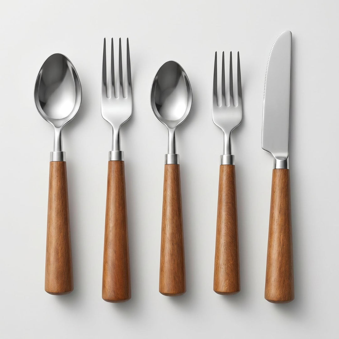 5er Set Skandinavisches Besteckset Akira aus Edelstahl in Natur 22 cm
