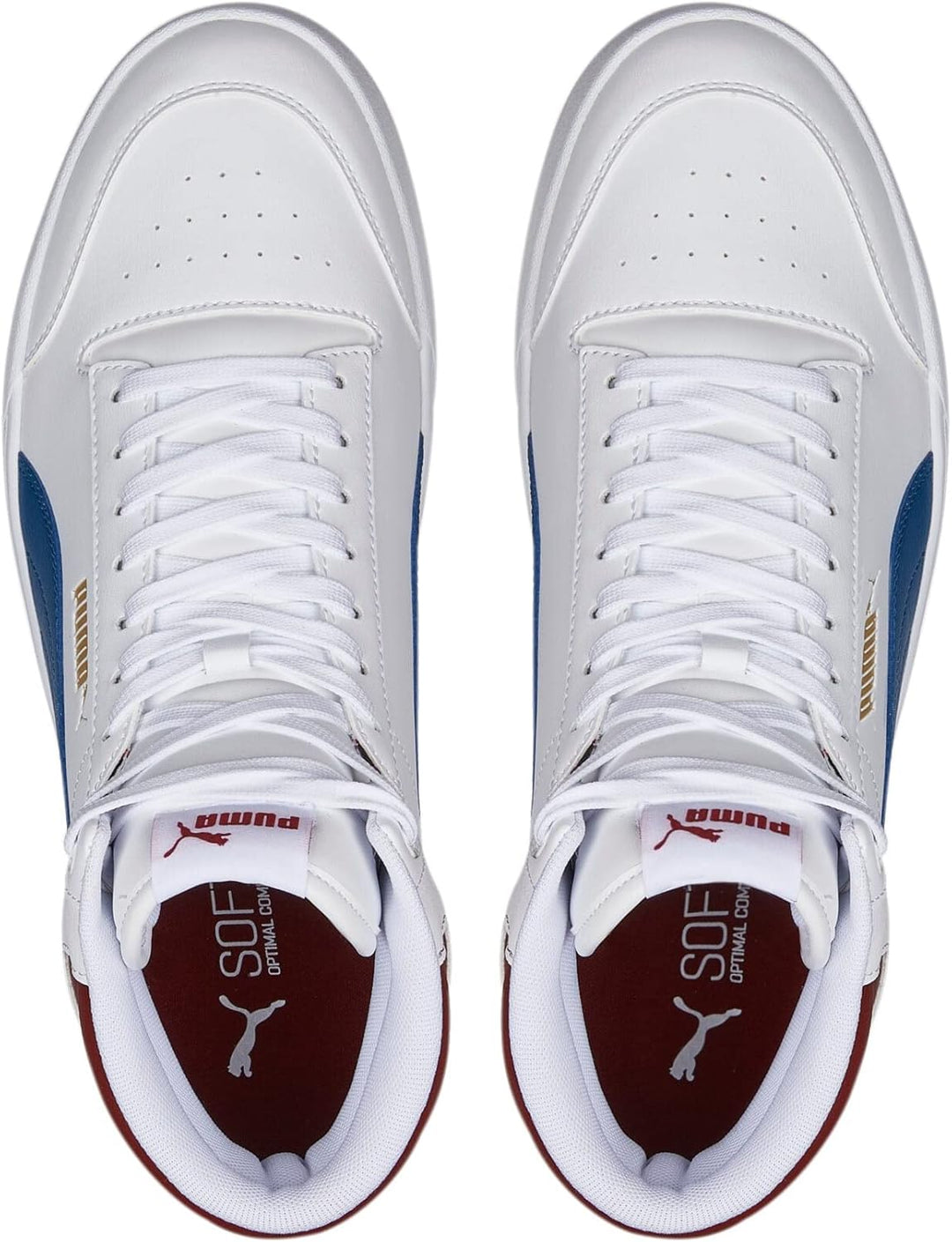 PUMA Unisex Shuffle Mid Sneaker, 45 EU Puma White Lake Blue Intense Red Puma Team Gold