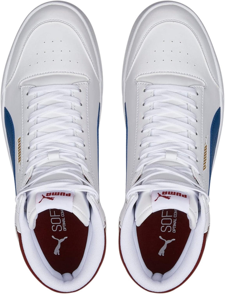 PUMA Unisex Shuffle Mid Sneaker, 45 EU Puma White Lake Blue Intense Red Puma Team Gold