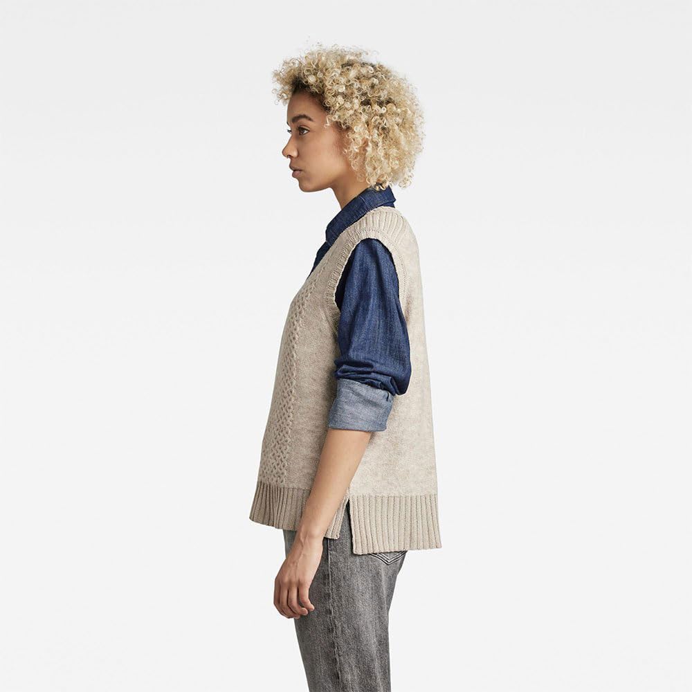 G-Star Raw Damen Structure Loose Knitted Pullunder Knits XS Beige (Brown Rice D22405-c928-d309), XS