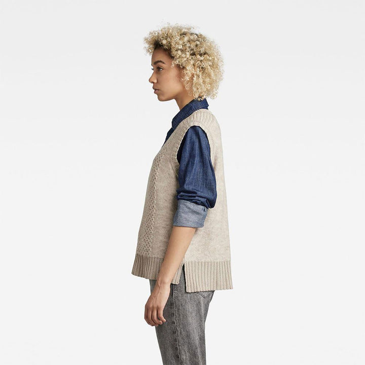 G-Star Raw Damen Structure Loose Knitted Pullunder Knits XS Beige (Brown Rice D22405-c928-d309), XS